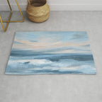 Low Tide - Blue & Coral Abstract Coastal Seascape Rug Gallery Image 1