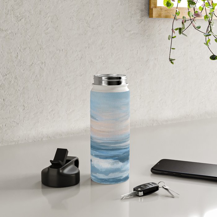 Low Tide - Blue & Coral Abstract Coastal Seascape Water Bottle Gallery Image 4