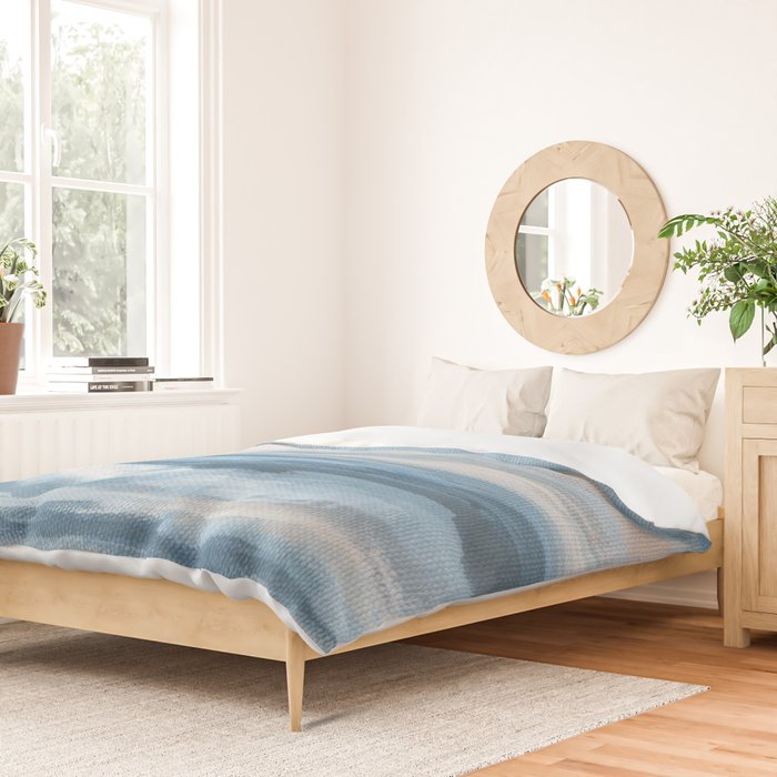 Low Tide - Blue & Coral Abstract Coastal Seascape Duvet Cover Gallery Image 2