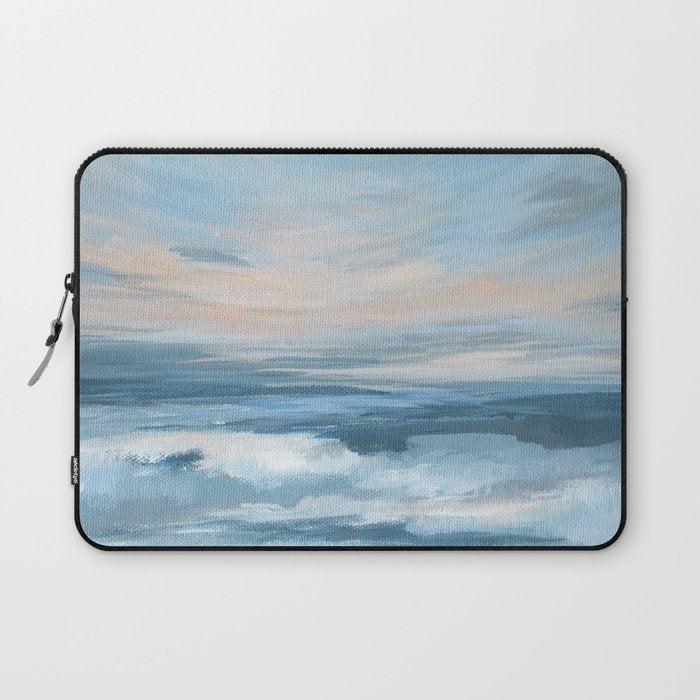 Low Tide - Blue & Coral Abstract Coastal Seascape Laptop Sleeve Gallery Image 1