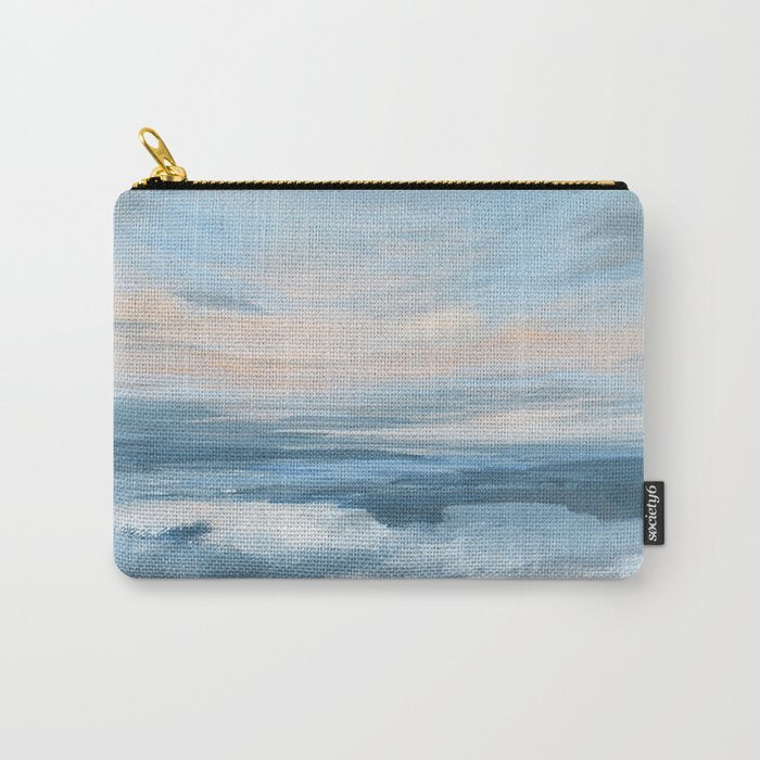Low Tide - Blue & Coral Abstract Coastal Seascape Carry All Pouch Gallery Image 1