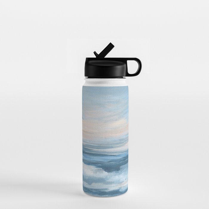 Low Tide - Blue & Coral Abstract Coastal Seascape Water Bottle Gallery Image 1
