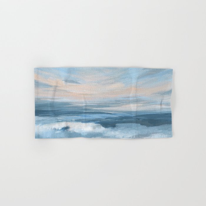Low Tide - Blue & Coral Abstract Coastal Seascape Bath Towel Gallery Image 1