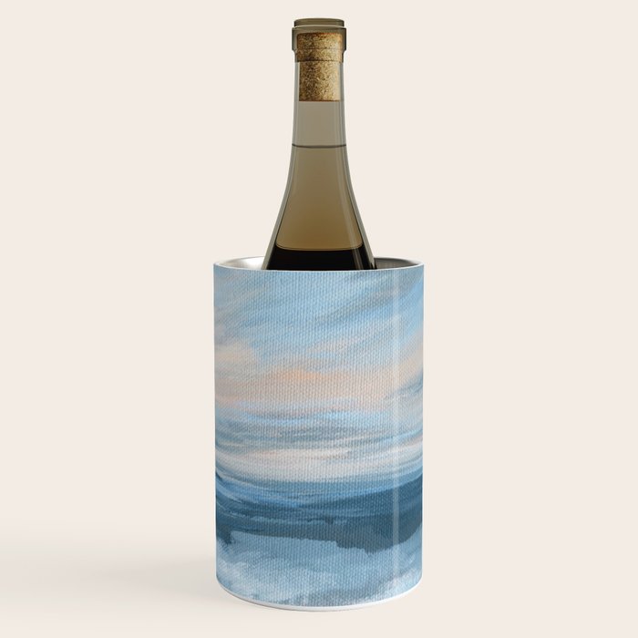 Low Tide - Blue & Coral Abstract Coastal Seascape Wine Chiller Gallery Image 3