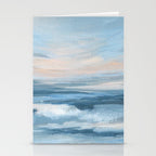 Low Tide - Blue & Coral Abstract Coastal Seascape Stationery Card Gallery Image 2
