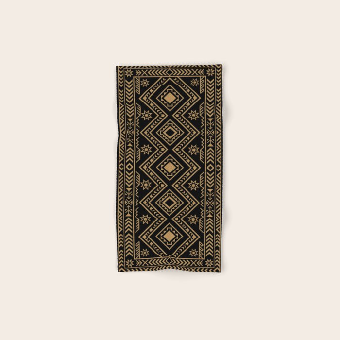 Intricate Gold and Black Tribal Surface Pattern Bath Towel Gallery Image 1