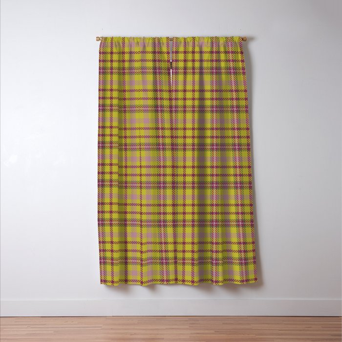 Plaid Ripe Chartreuse Window Curtain Gallery Image 3
