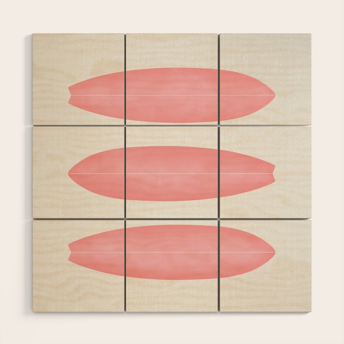 Surfboards in Pink Wood Wall Art Gallery Image 1