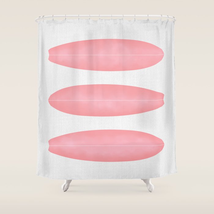 Surfboards in Pink Shower Curtain Gallery Image 1
