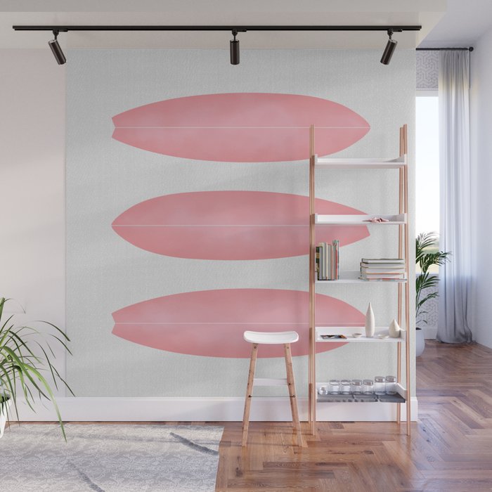 Surfboards in Pink Wall Mural Gallery Image 1