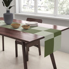 Checkered (Sage & Olive Green) Table Runner Gallery Image 2