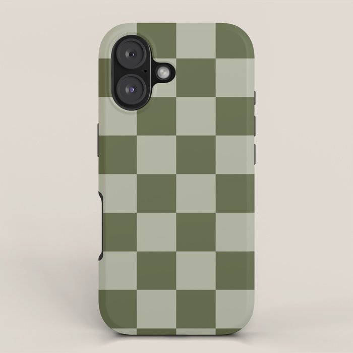 Checkered (Sage & Olive Green) iPhone Case Gallery Image 1