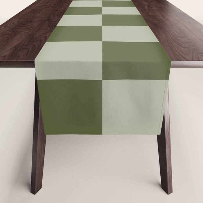 Checkered (Sage & Olive Green) Table Runner Gallery Image 1