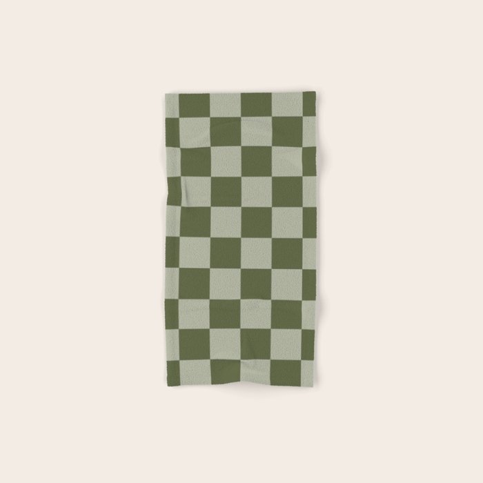 Checkered (Sage & Olive Green) Bath Towel Gallery Image 1