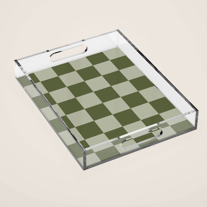 Checkered (Sage & Olive Green) Acrylic Tray Gallery Image 1