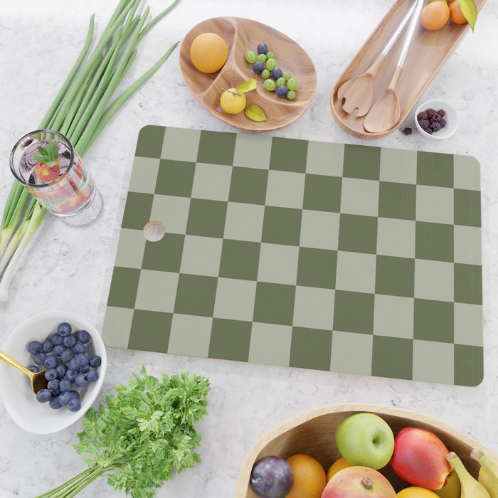 Checkered (Sage & Olive Green) Cutting Board Gallery Image 2