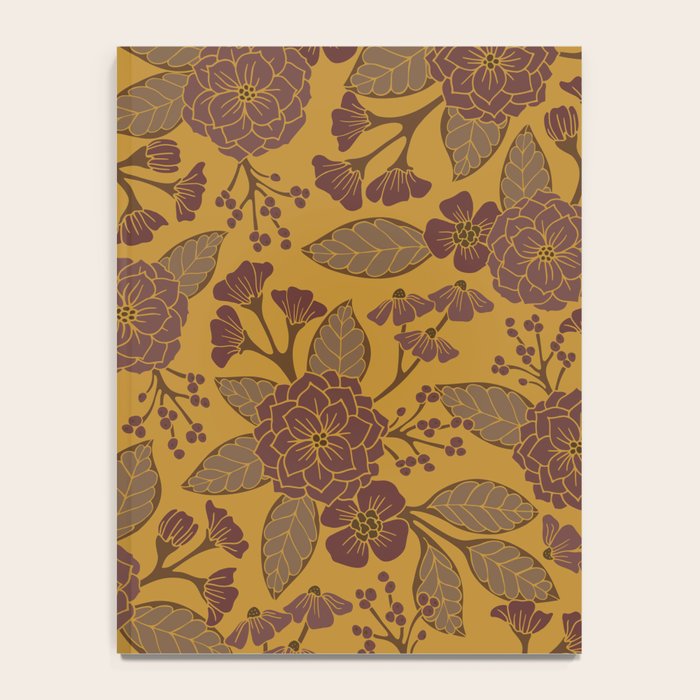 Mustard Yellow, Brown, Raisin, Taupe & Mauve Floral Pattern Notebook Gallery Image 4