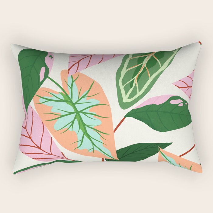 The Inseparable V.01, Nature Botanical Plants, Blush Leaves Modern Boho, Pastel Illustration Garden Rectangular Pillow Gallery Image 2