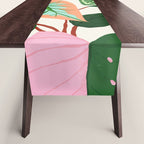 The Inseparable V.01, Nature Botanical Plants, Blush Leaves Modern Boho, Pastel Illustration Garden Table Runner Gallery Image 1