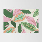 The Inseparable V.01, Nature Botanical Plants, Blush Leaves Modern Boho, Pastel Illustration Garden Rug Gallery Image 2