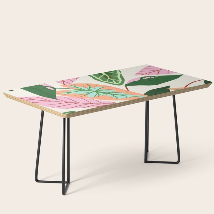 The Inseparable V.01, Nature Botanical Plants, Blush Leaves Modern Boho, Pastel Illustration Garden Coffee Table Gallery Image 1