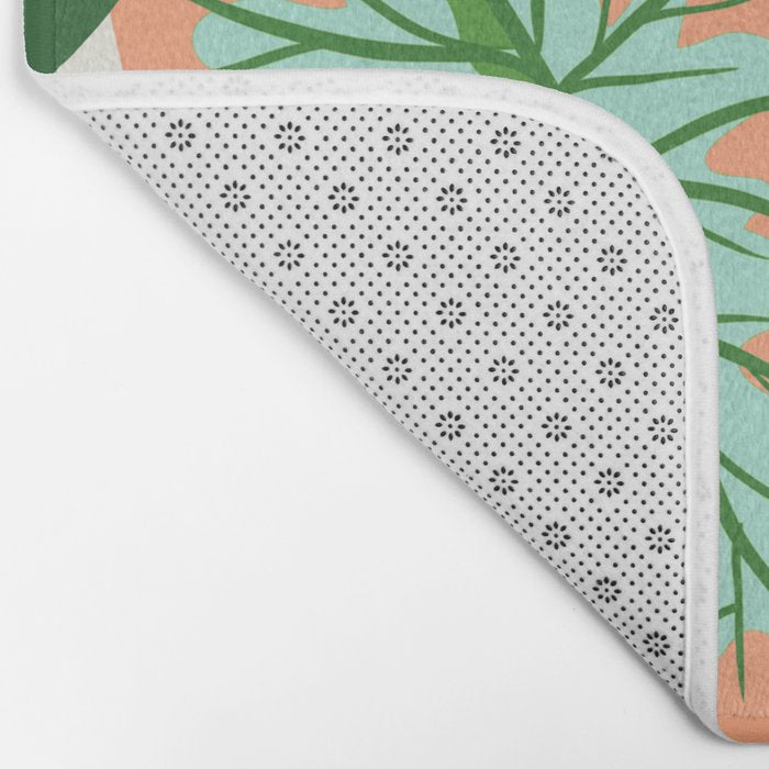 The Inseparable V.01, Nature Botanical Plants, Blush Leaves Modern Boho, Pastel Illustration Garden Bath Mat Gallery Image 2