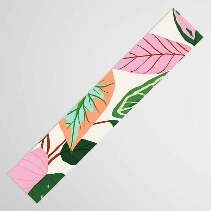 The Inseparable V.01, Nature Botanical Plants, Blush Leaves Modern Boho, Pastel Illustration Garden Table Runner Gallery Image 3