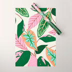 The Inseparable V.01, Nature Botanical Plants, Blush Leaves Modern Boho, Pastel Illustration Garden Wrapping Paper Gallery Image 1