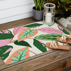 The Inseparable V.01, Nature Botanical Plants, Blush Leaves Modern Boho, Pastel Illustration Garden Outdoor Rug Gallery Image 2