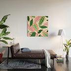 The Inseparable V.01, Nature Botanical Plants, Blush Leaves Modern Boho, Pastel Illustration Garden Wood Wall Art Gallery Image 2
