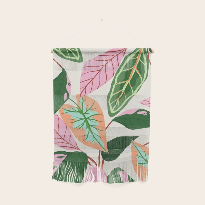 The Inseparable V.01, Nature Botanical Plants, Blush Leaves Modern Boho, Pastel Illustration Garden Wall Hanging Gallery Image 1