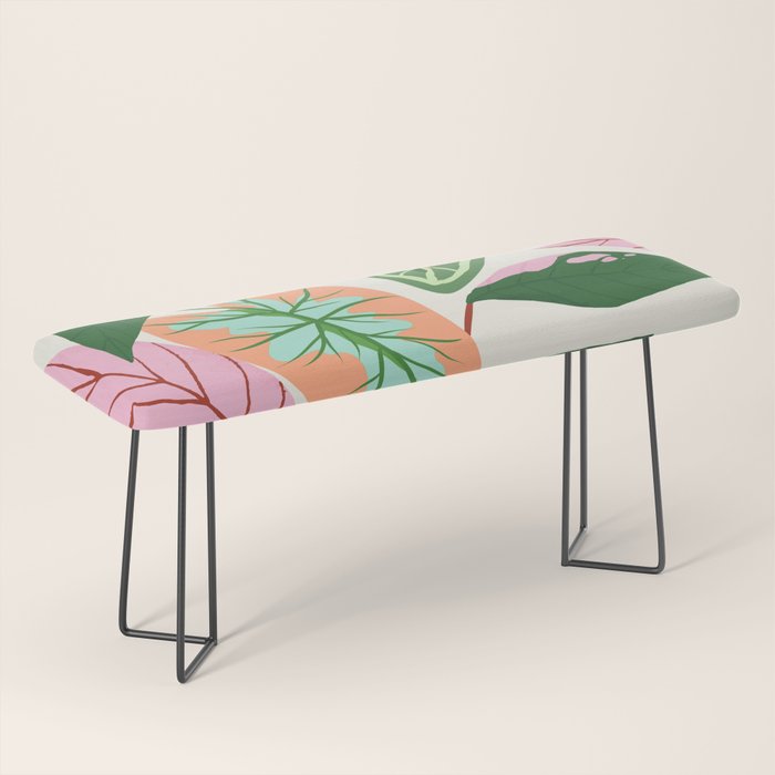 The Inseparable V.01, Nature Botanical Plants, Blush Leaves Modern Boho, Pastel Illustration Garden Bench Gallery Image 1