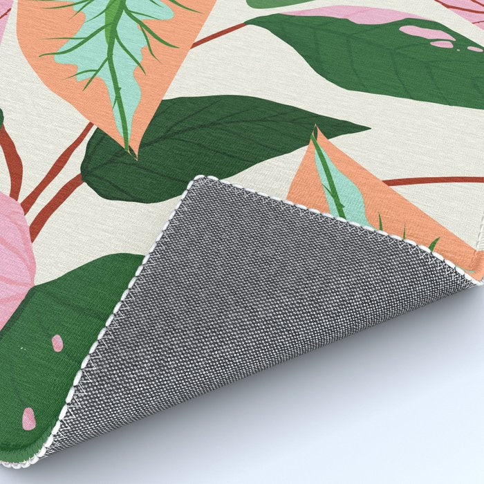 The Inseparable V.01, Nature Botanical Plants, Blush Leaves Modern Boho, Pastel Illustration Garden Rug Gallery Image 4