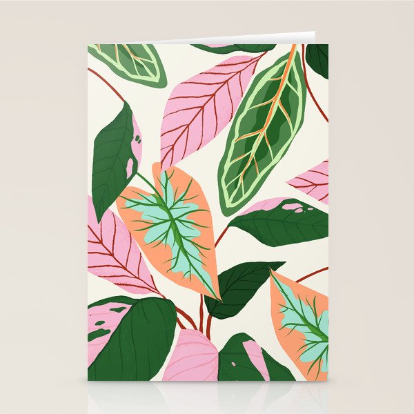 The Inseparable V.01, Nature Botanical Plants, Blush Leaves Modern Boho, Pastel Illustration Garden Stationery Card Gallery Image 2
