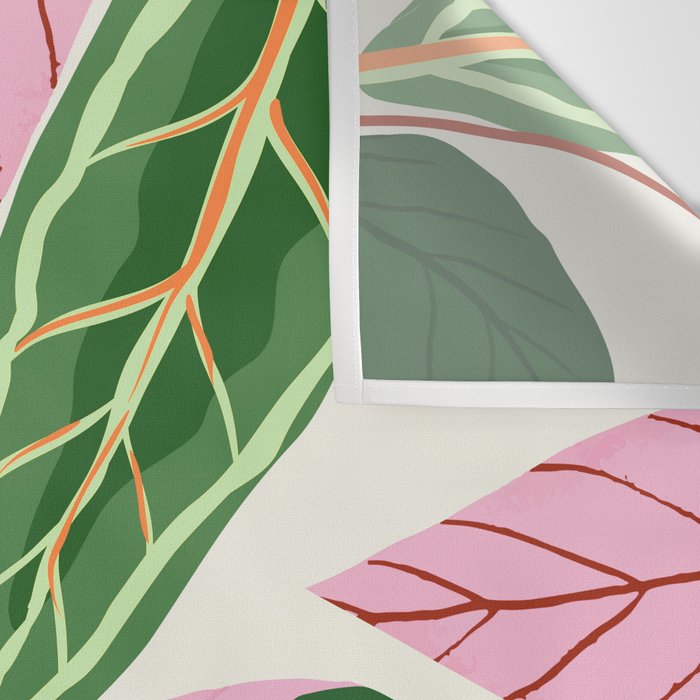 The Inseparable V.01, Nature Botanical Plants, Blush Leaves Modern Boho, Pastel Illustration Garden Wall Tapestry Gallery Image 3