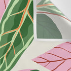 The Inseparable V.01, Nature Botanical Plants, Blush Leaves Modern Boho, Pastel Illustration Garden Wall Tapestry Gallery Image 3