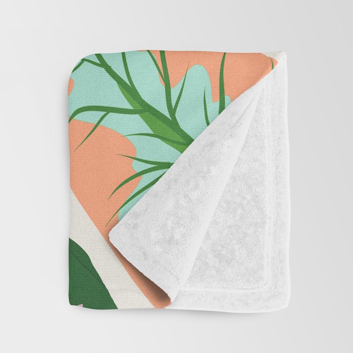 The Inseparable V.01, Nature Botanical Plants, Blush Leaves Modern Boho, Pastel Illustration Garden Throw Blanket Gallery Image 3