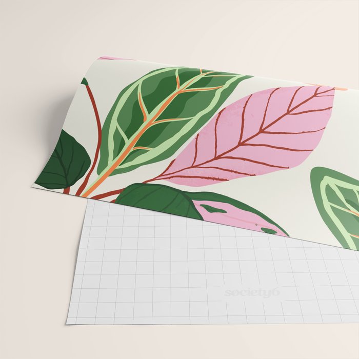 The Inseparable V.01, Nature Botanical Plants, Blush Leaves Modern Boho, Pastel Illustration Garden Wrapping Paper Gallery Image 2