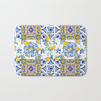 Summer, citrus ,Mediterranean style ,flowers,lemon fruit pattern  Bath Mat Gallery Image 1