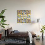 Summer, citrus ,Mediterranean style ,flowers,lemon fruit pattern  Wood Wall Art Gallery Image 2