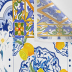 Summer, citrus ,Mediterranean style ,flowers,lemon fruit pattern  Wall Tapestry Gallery Image 3
