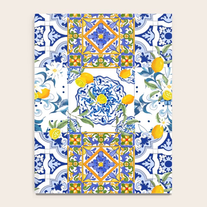 Summer, citrus ,Mediterranean style ,flowers,lemon fruit pattern  Notebook Gallery Image 4