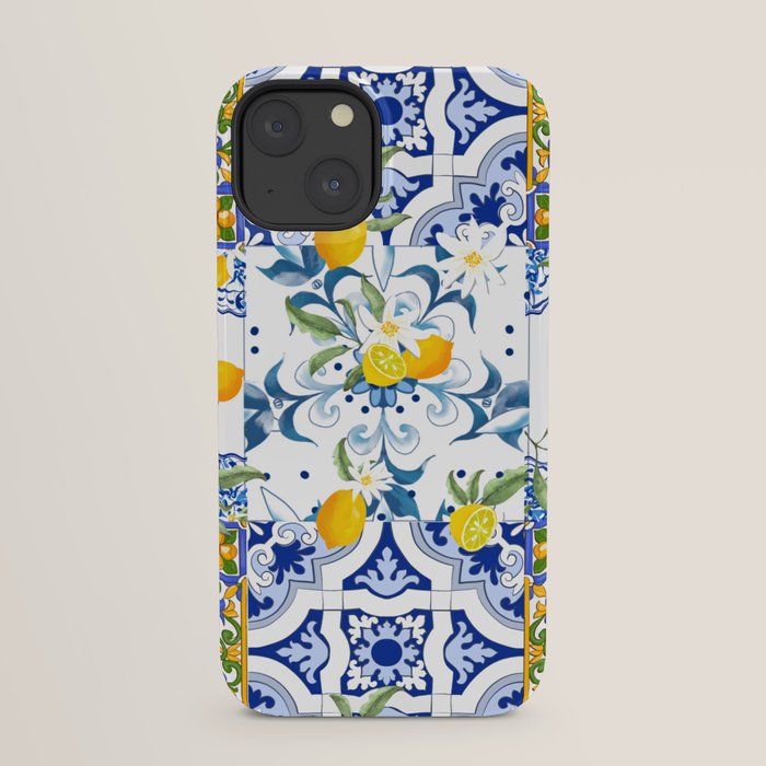 Summer, citrus ,Mediterranean style ,flowers,lemon fruit pattern  iPhone Case Gallery Image 21