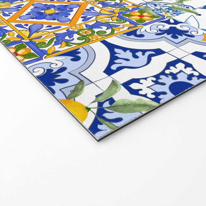 Summer, citrus ,Mediterranean style ,flowers,lemon fruit pattern  Welcome Mat Gallery Image 2