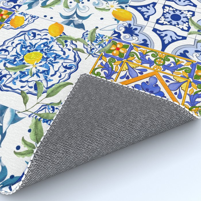 Summer, citrus ,Mediterranean style ,flowers,lemon fruit pattern  Rug Gallery Image 4