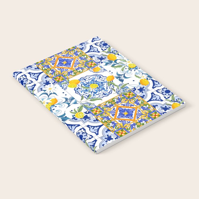 Summer, citrus ,Mediterranean style ,flowers,lemon fruit pattern  Notebook Gallery Image 2