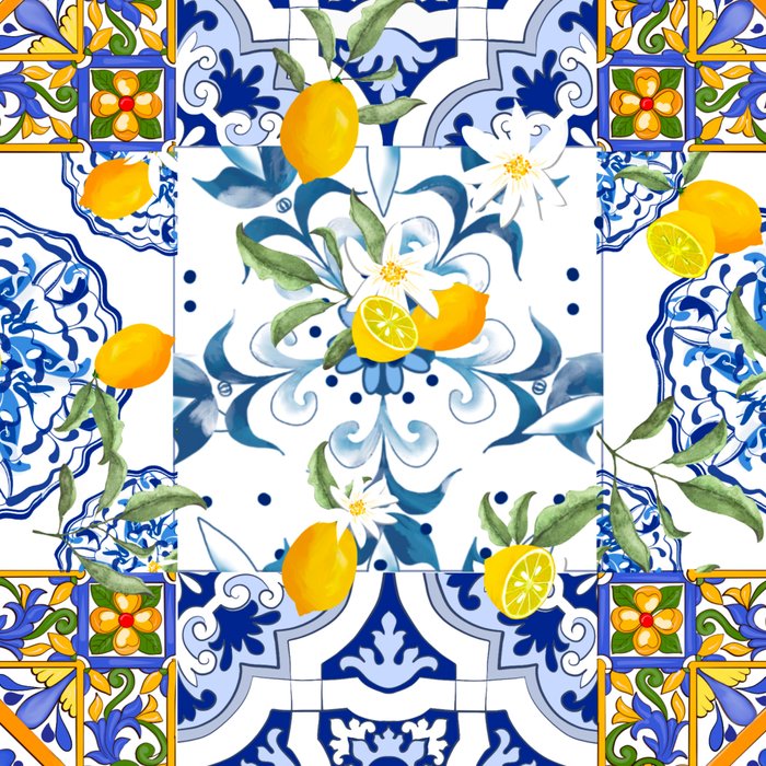 Summer, citrus ,Mediterranean style ,flowers,lemon fruit pattern  Coffee Mug Gallery Image 2
