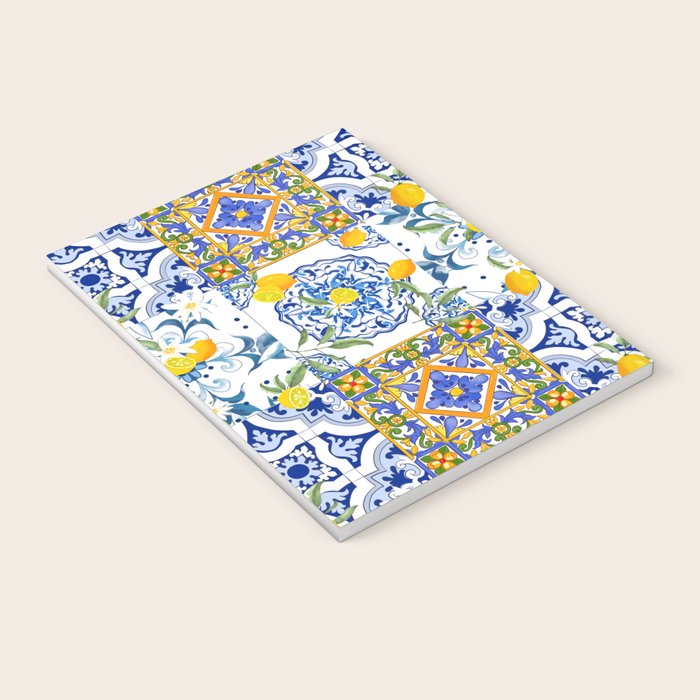 Summer, citrus ,Mediterranean style ,flowers,lemon fruit pattern  Notebook Gallery Image 3