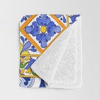 Summer, citrus ,Mediterranean style ,flowers,lemon fruit pattern  Throw Blanket Gallery Image 3