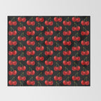 Y2K Cherries - Black Pattern Large Throw Blanket Gallery Image 2
